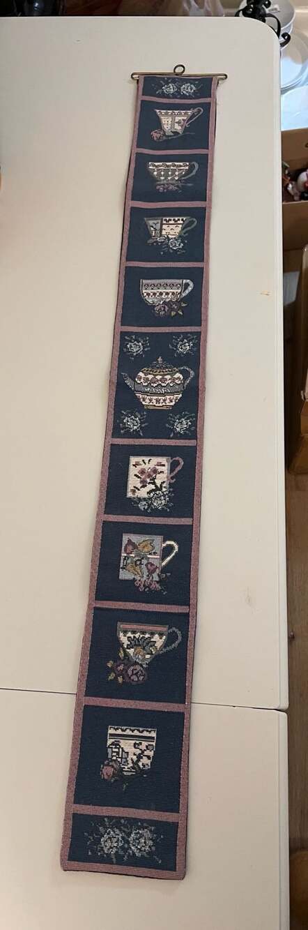 Tapestry Wall Hanging Teacups and Teapot Bell Pull